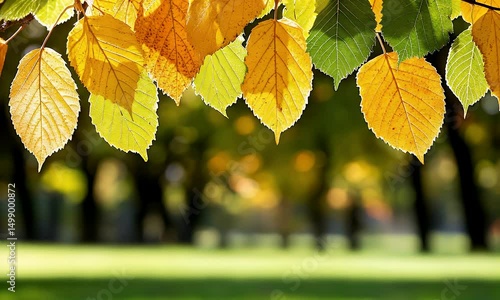 Autumn leaves moving in gentle breeze