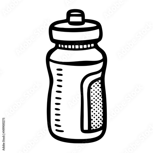 Fitness water bottle in simple line design for hydration and fitness concept  