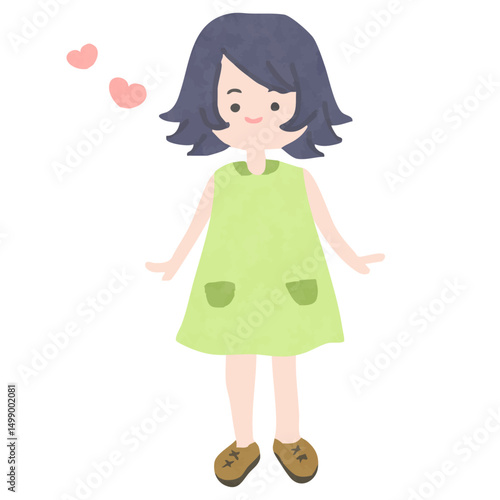 ワンピースを着た笑顔がかわいい女の子