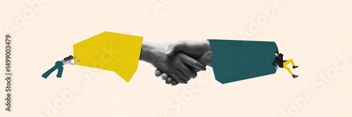 Canvas Print Digital art collage illustrating strong business partnership