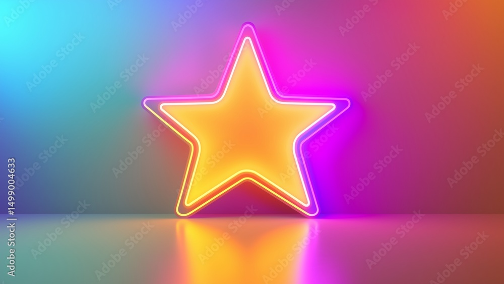 Fototapeta premium a glowing star icon shape of tunnel of light, symbolizing their path toward success through discipline and perseverance, against a colorful gradientHigh-quality sharp images