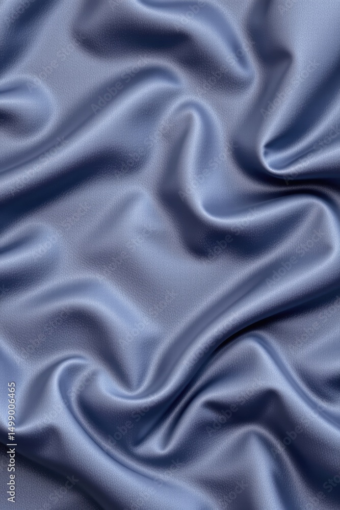 Fototapeta premium Soft elegant smooth silk fabric with gentle folds and shiny surface in a calming blue color for luxury fashion textile and interior design backgrounds