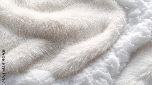 Luxurious soft white faux fur texture background with fluffy and plush details for a cozy winter concept