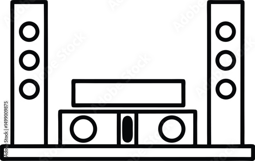 Black stereo speakers deliver loud, bass-rich sound for music entertainment