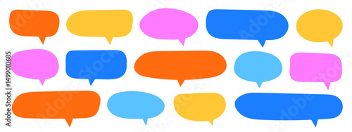 Set of colorful doodle speech bubbles icons vector illustration