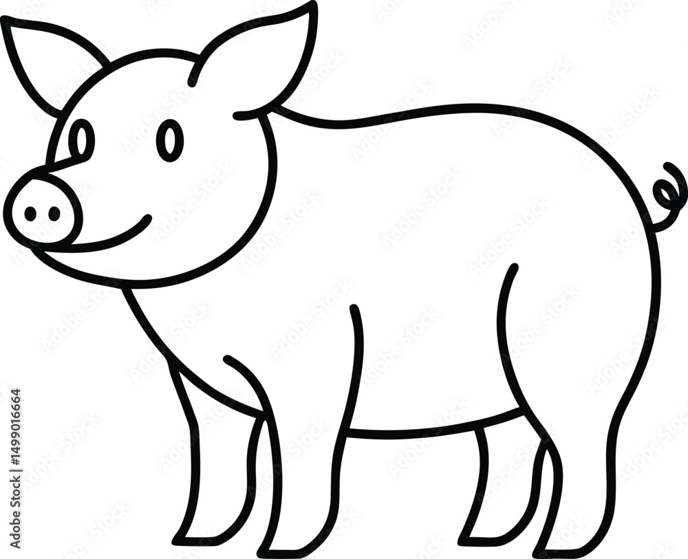 Obraz premium Vector cartoon illustration of a cute farm animal