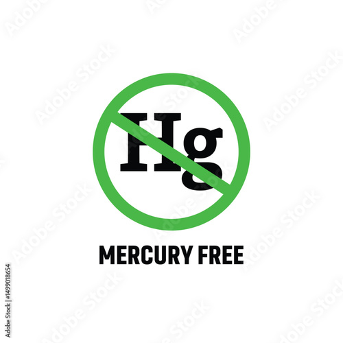 The inscription does not contain a mercury sign. Prohibition sign on white background.