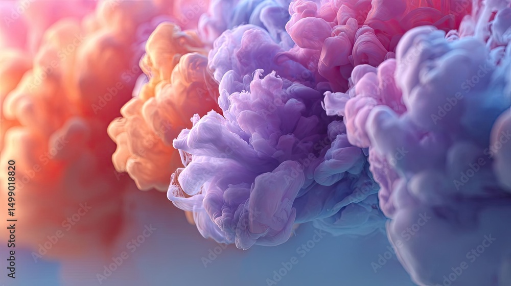 Obraz premium Soothing colors with positivity and focus through wellness concept. Vibrant clouds of colorful smoke swirling in artistic patterns.