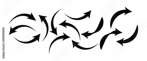 Directional arrow icon set vector on white background. black white arrow symbol vector illustration