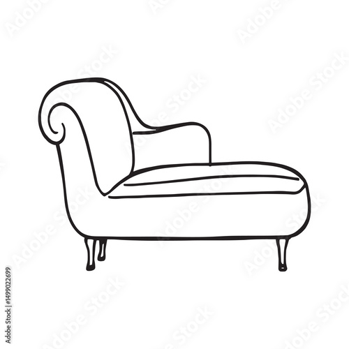 Modern stylish chaise lounge simple line drawing artwork