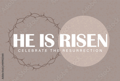 Jesus risen clipart background design. Happy easter sunday Jesus Christ risen catholic celebration with thorn crown flat element clip art. Vector illustration happy easter banner design.
