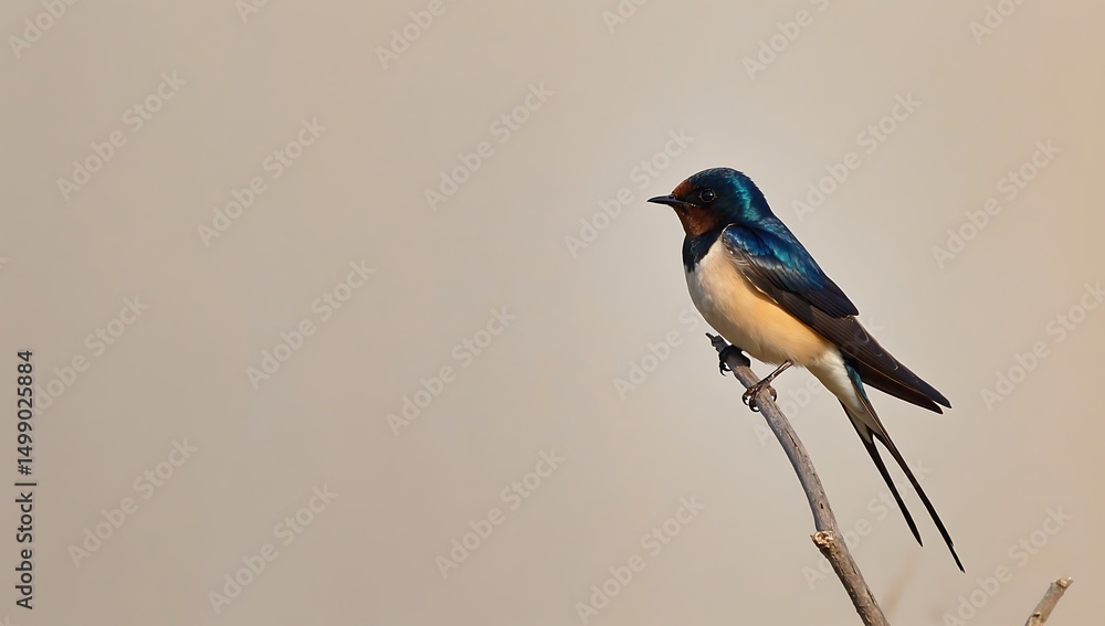 Fototapeta premium Barn swallow perched on a branch