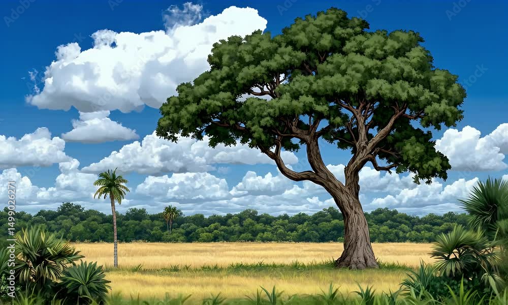 custom made wallpaper toronto digitalTree in open field under cloudy sky