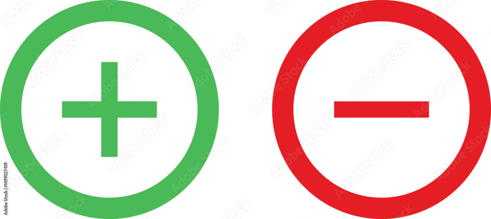 positive icon, negative icon, circle symbol, plus symbol icon, minus symbol icon, simple icon design, minimalist style, vector illustration positive icon, negative icon, circle symbol, plus symbol icon, minus symbol icon, simple icon design, minimalist style, vector illustration