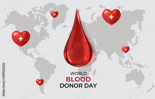 World Blood Donor Day Realistic map Composition