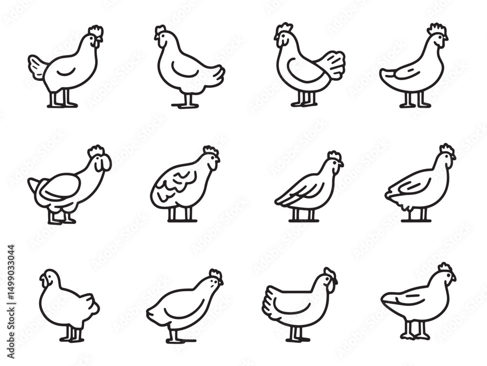 Fototapeta premium Chicken Leg Vector Art Clean Line Drawing Illustration