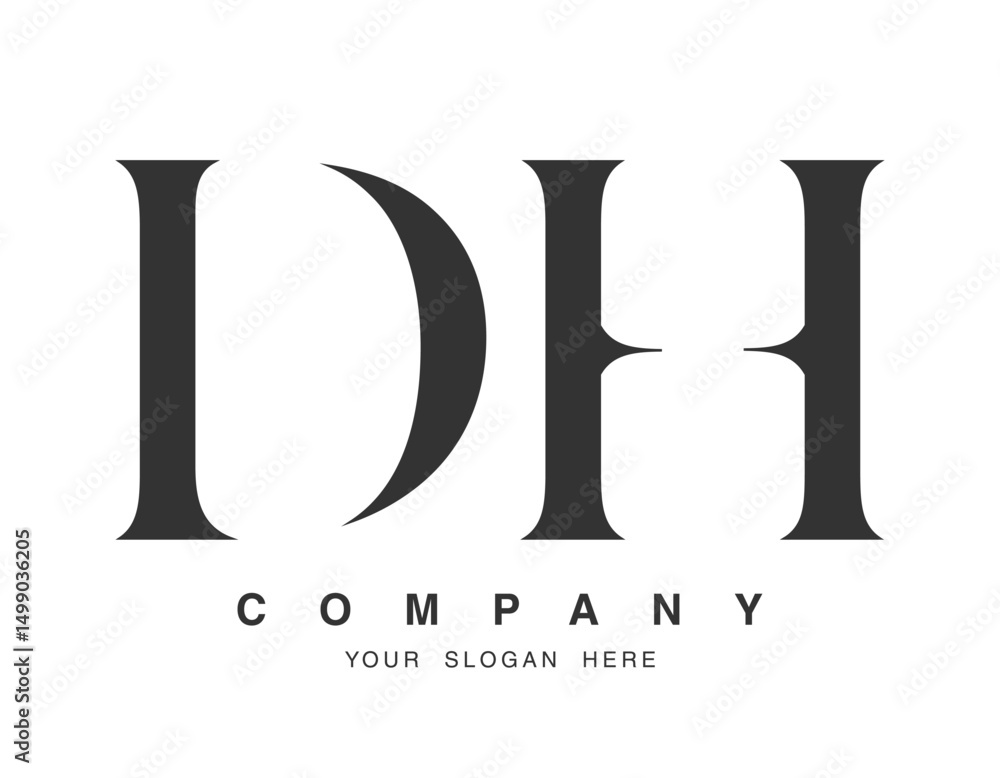DH logo design. Initial letter d and h serif font style. Creative classic company name typography. Trendy logotype or identity. DH logo design. Initial letter d and h serif font style. Creative classic company name typography. Trendy logotype or identity.