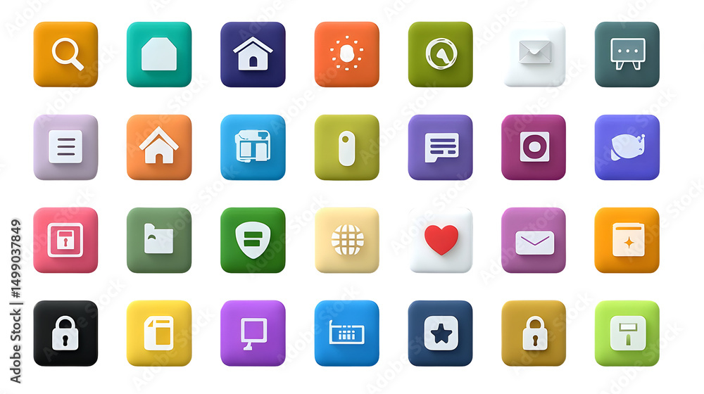 Colorful 3 d square icons collection Colorful 3 d square icons collection