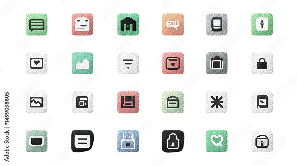 Colorful application icons set Colorful application icons set