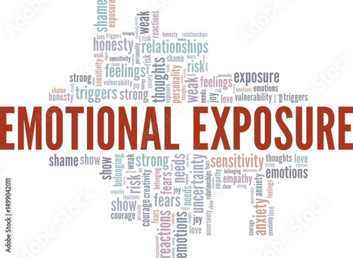 Emotional Exposure word cloud conceptual design isolated on white background.