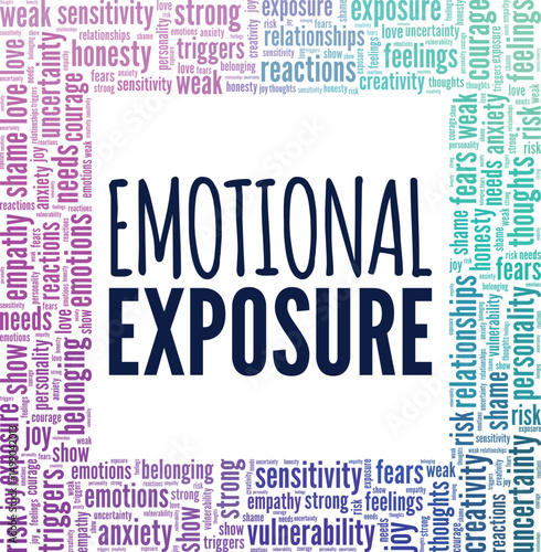 Emotional Exposure word cloud conceptual design isolated on white background.