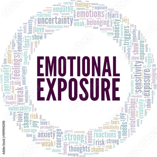Emotional Exposure word cloud conceptual design isolated on white background.
