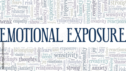 Emotional Exposure word cloud conceptual design isolated on white background.