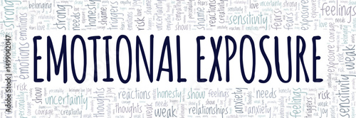 Emotional Exposure word cloud conceptual design isolated on white background.