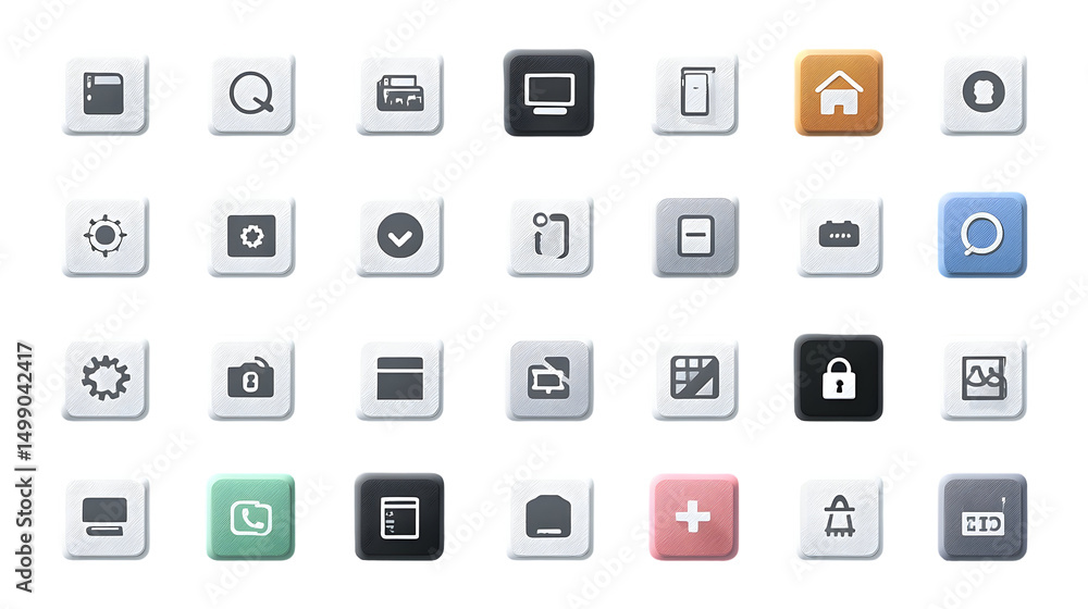 Flat square app icons set Flat square app icons set