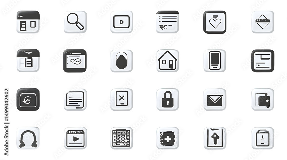 Grayscale app icons collection Grayscale app icons collection