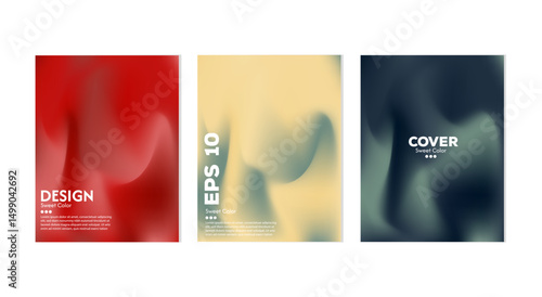 Abstract liquid wave background collection. Gradient colors. Dark and light color merging effect. Modern design template for web cover, ad banner, poster, brochure, flyer.