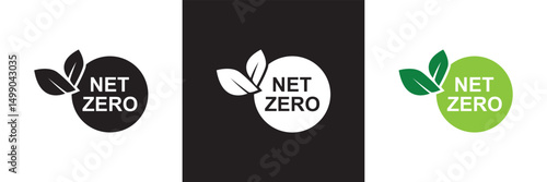 Net zero related  icons. Vector for websites, mobile interfaces, presentations, banner, visual branding etc. Vector illustration. isolated on white and black background. EPS 10