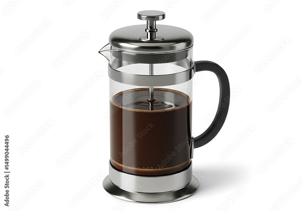 French press coffee maker illustration isolated on white background French press coffee maker illustration isolated on white background