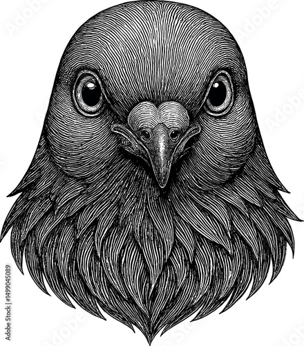 Pigeon Head vector black silhouette print design