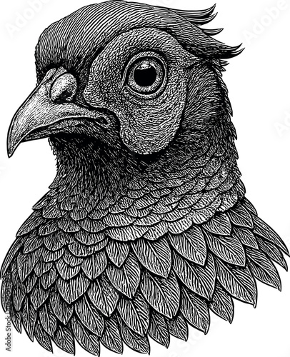 Pheasant Head vector black silhouette print design