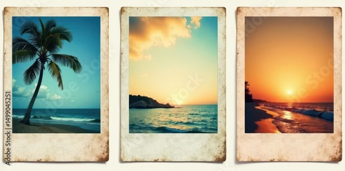 Isolated vintage polaroid frames, various colors & borders, border, collage, retro polaroid