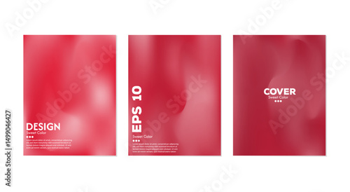 Red abstract liquid wave background collection. Gradient colors. Dark and light color merging effect. Modern design template for web cover, ad banner, poster, brochure, flyer.
