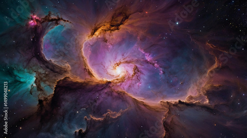 Vibrant Cosmic Nebula in Deep Space – Abstract Sci-Fi Fantasy Background. AI generated