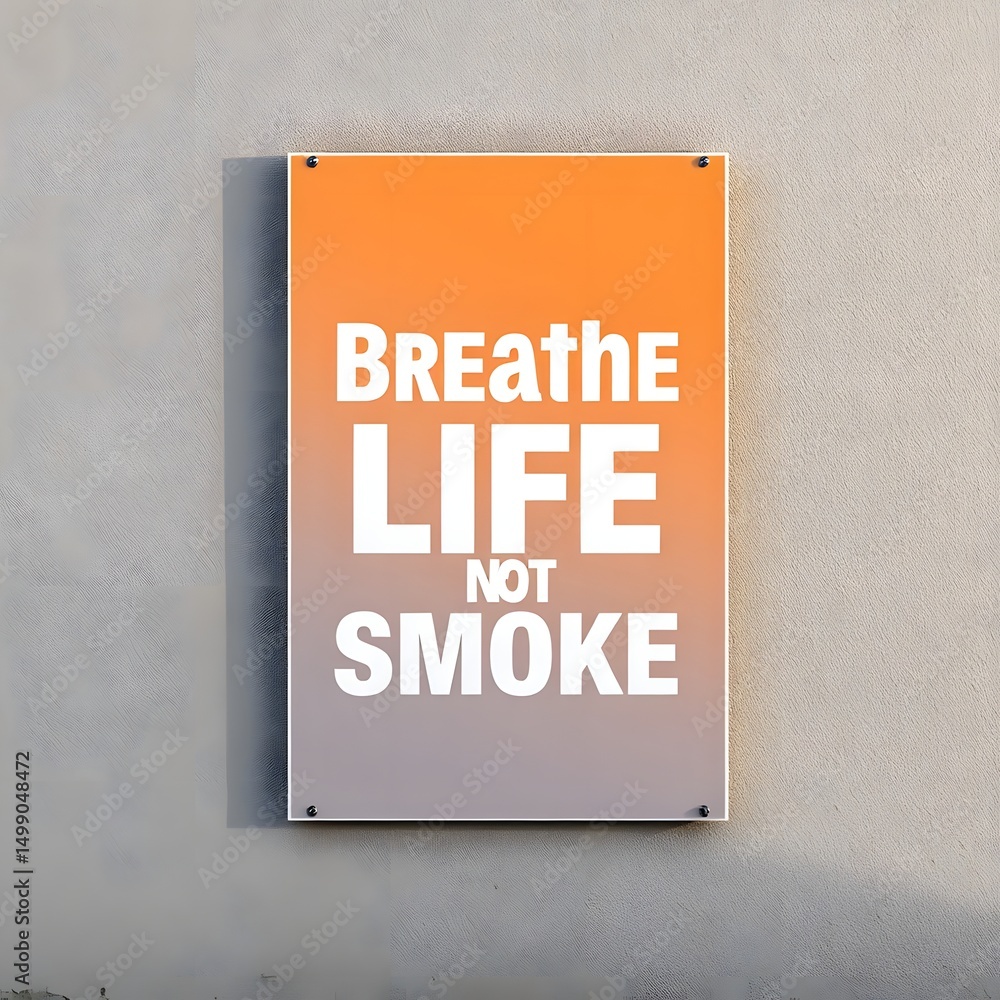 Obraz premium Breathe life not smoke anti smoking poster on wall