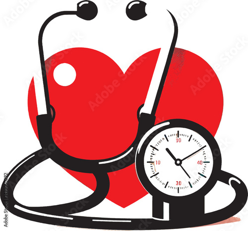 A creative visualization of medical tools, emphasizing cardiovascular health and diagnosis through modern, stylized imagery.