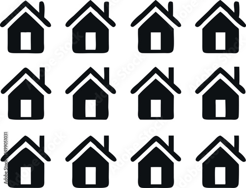 Grid of Simple Black House Icons