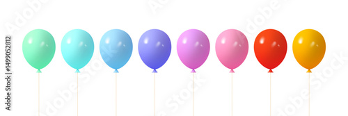 Vector 3d glossy colorful balloons. Decorative elements for party, birthday, anniversary celebrations.