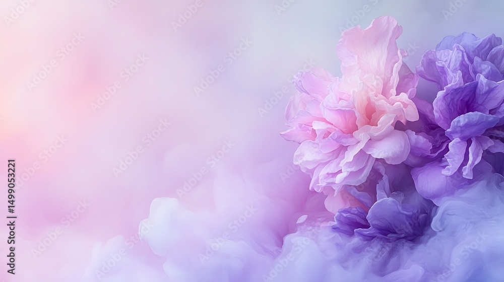 Fototapeta premium Ethereal pastel flowers in a dreamy haze