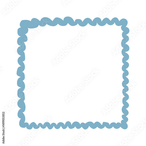 Doodle wave curve edge frame. Hand drawn wavy rectangle border. Doodle brush drawn square and circle picture frame. Vector illustration isolated on white background.
