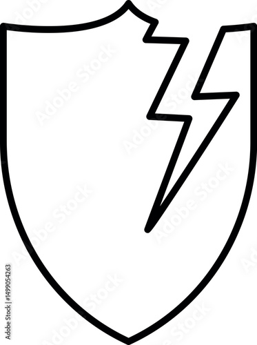 Cracked Shield Icon for Graphics, Concept, Apps