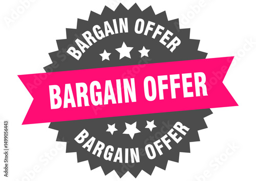 bargain offer. bargain offer round pink label isolated on transparent background