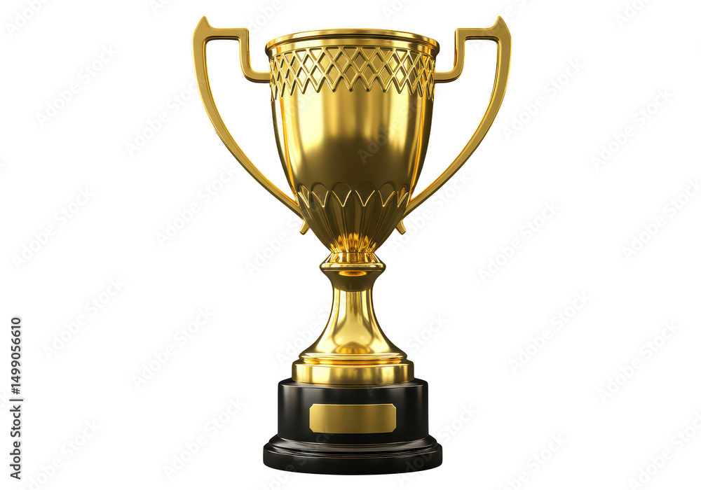 Golden trophy award with black base isolated on transparent background Golden trophy award with black base isolated on transparent background