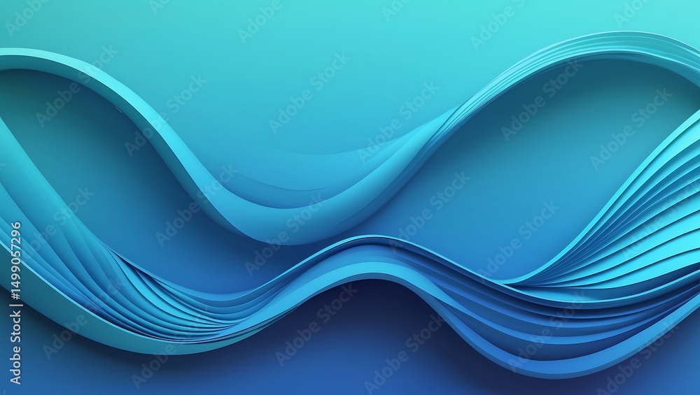 Fototapeta premium Abstract blue wave design with layered curves on a gradient background