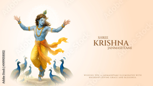 Happy Janmashtami  With colorfull abstract Background Vector Illustration design. illustration for Krishna Janmashtami. Happy Janmashtami realistic  Lord Krishna vector.
