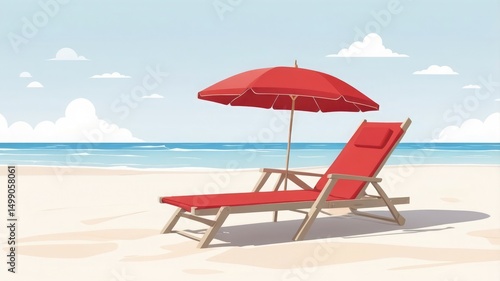 Wallpaper Mural Cartoon Sun Lounger and Umbrella Torontodigital.ca